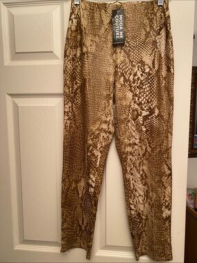 MODA ME COUTURE Brown and Cream Snake-Print Leggings